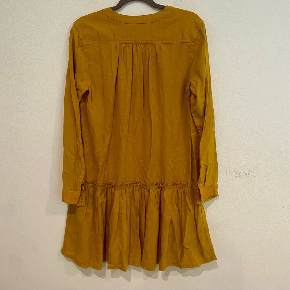 MAEVE ANTHROPOLOGIE MARLIE YELLOW V NECK LONG SLEEVE BUTTON DOWN MINI DRESS 10 - Picture 3 of 5